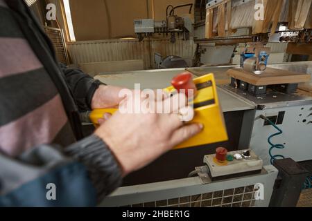 Focused photo on male hand holding console Stock Photo