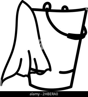 bucket with a rag set for cleaning the floor. vector hand drawn doodle style element Stock Vector