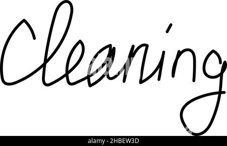 cleaning inscription hand drawn doodle style clip art Stock Vector