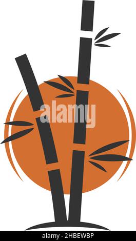 Bamboo tree logo icon design illustration vector template Stock Vector