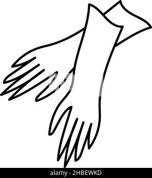 Gloves thin line icon. doodle style hand drawn. Garden glove vector illustration isolated on white. Stock Vector