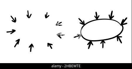 collection of two frames with arrows pointing inside, vector clipart element Stock Vector