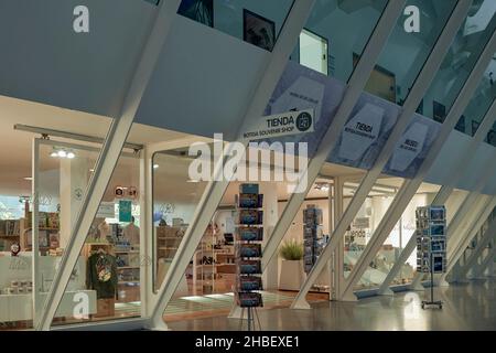 winery, souvenir, shop inside the Principe Felipe museum in the City of Arts and Sciences in Valencia, Spain, Europe Stock Photo