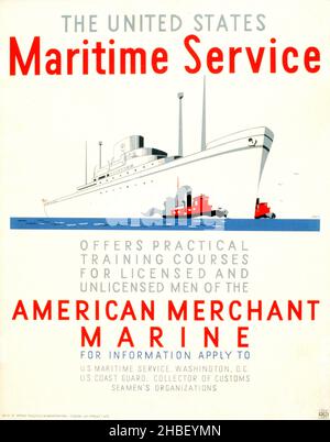 Federal Art Project in New York City, c. 1936, for the United States Maritime Service - training courses to members of the American Merchant Marine. Stock Photo