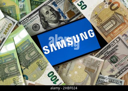 Samsung editorial. Illustrative photo for news about Samsung - a South Korean multinational manufacturing conglomerate Stock Photo