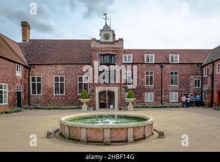 The Fulham Palace and the Tudor courtyard. It is a Grade I listed building, formerly the principal residence of the Bishop of London Stock Photo