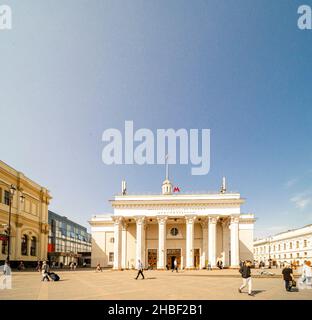 Metro station Komsomolskaya entrance, neoclassicist style, opened in 1952 Moscow, Russia Stock Photo