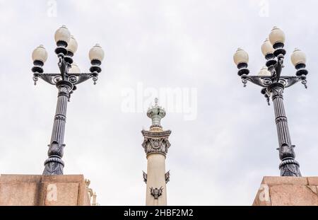 Neoclassicist street lamps. Stalinist architecture, designed in empire neo-classicist style, 1949-1953, Russia Stock Photo