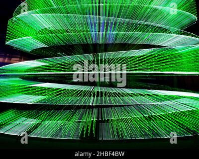 Green points of light abstract motion blur Stock Photo