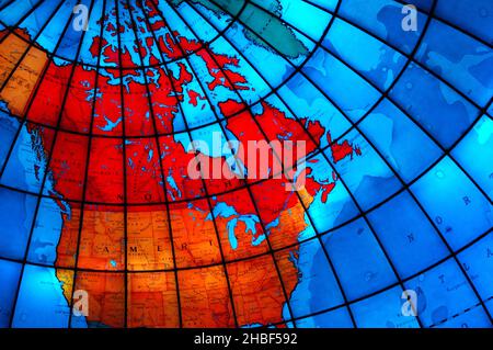 A stained glass map of North America Stock Photo