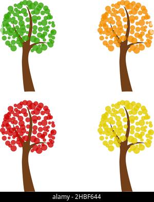 Set of abstract trees, vector illustration Stock Vector
