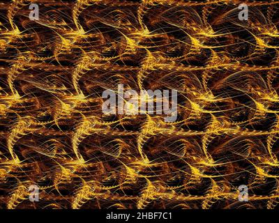 Whimsical golden texture of intertwined threads - abstract illustration Stock Photo