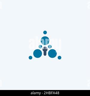 Keyhole abstract bubbles in triangle shape logo concept for security, information protection, cyber safety. Vector illustration, lock icon Stock Vector