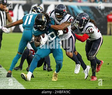 Jacksonville, FL, USA. 19th Sep, 2021. Jacksonville Jaguars wide receiver  Laviska Shenault Jr. (10) during 2nd half NFL football game between the  DenverBroncos and the Jacksonville Jaguars. Denver defeated Jacksonville  23-13 at