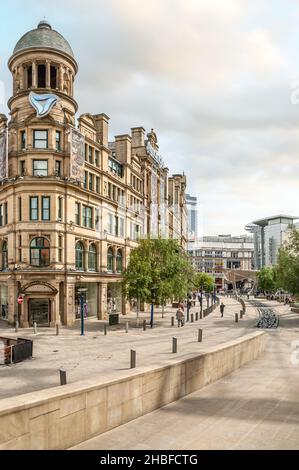 Historical Buildings at the Exchange Square in Manchester, England, UK Stock Photo