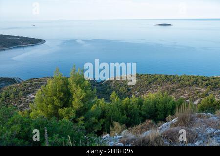 A view to the sea taken from Lady of Loreto, Primosten, Dalmatia, Croatia Stock Photo