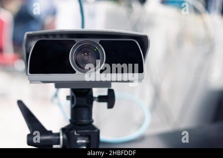 CCTV security camera, closeup photo. Security cameras in showroom Stock Photo