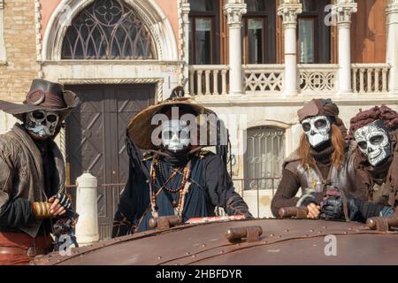 VENEZIA, ITALY - Mar 05, 2019: A group of people wearing the Pirates of Caribean costumes during the Carnival in Venice Stock Photo
