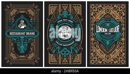 Set of 3 vintage labels for packing Stock Vector