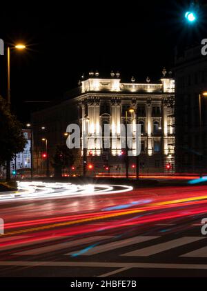 Beautifully illuminated classic palace in the center of Vienna, Austria Stock Photo
