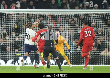 London, UK. 19th Dec, 2021. Dele Alli of Tottenham Hotspur (20) attempts to score. Premier League match, Tottenham Hotspur v Liverpool at the Tottenham Hotspur Stadium in London on Sunday 19th December 2021. this image may only be used for Editorial purposes. Editorial use only, license required for commercial use. No use in betting, games or a single club/league/player publications. pic by Steffan Bowen/Andrew Orchard sports photography/Alamy Live news Credit: Andrew Orchard sports photography/Alamy Live News Stock Photo