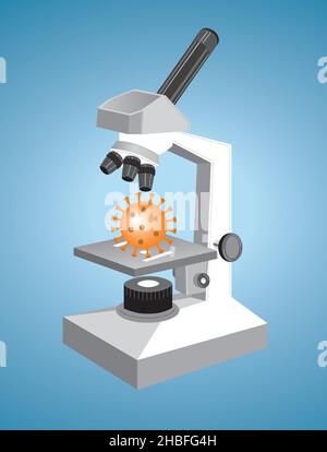 microscope wit coronaviurs. Vector illustration. Stock Vector