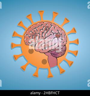 Cornavirus with brain. Vector illustration. EPS10. Stock Vector