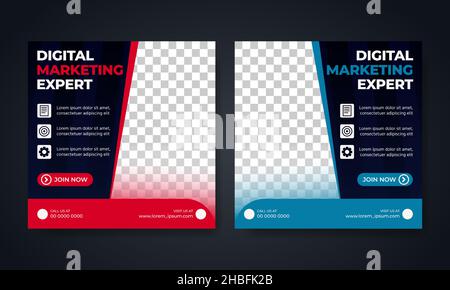 Flyer or social media post template business marketing themed Stock Vector