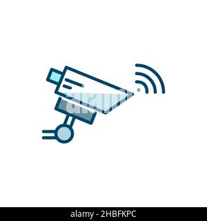 CCTV security smart camera. Pixel perfect, editable stroke colorful icon Stock Vector