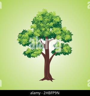 Tree vector illustration with flat cartoon style Stock Vector