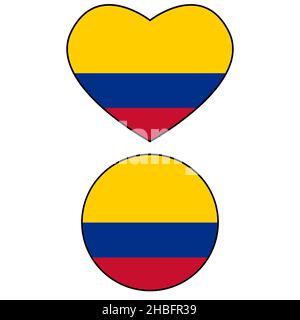 Circle flag vector of Colombia on white background. Heart flag of Colombia. flat style. Stock Photo