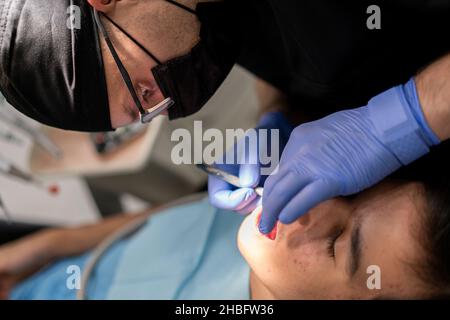 Visiting friendly and professional dentist. High quality photo Stock Photo