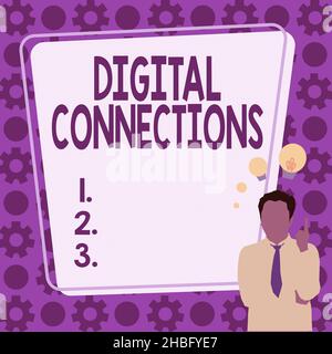 Text sign showing Digital Connections. Word Written on Powerful Ways to Connect Online Global High Definition Illustration Of A Businessman Standing Stock Photo
