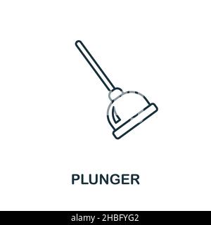 Plunger icon. Line element from cleaning collection. Linear Plunger icon sign for web design, infographics and more. Stock Vector