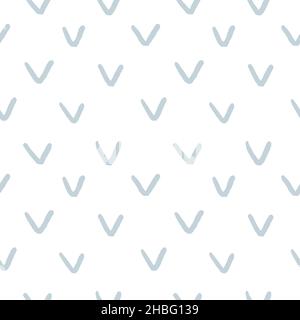 check mark hand drawn minimalist seamless pattern soft blue color . Stock Vector