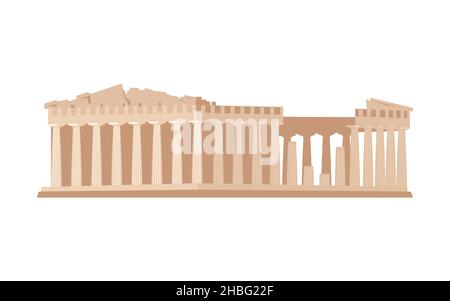 Logo of Acropolis in Greece. Athens travel and Voyage around Europe collection. Flat Art Vector illustration Stock Vector