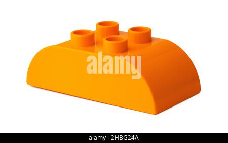 Orange plastic building blocks isolated on white Stock Photo