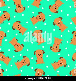 Seamless pattern with cute cartoon dog. Vector illustration Stock ...