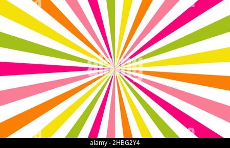 Rainbow color burst background. Rays background in retro style. Vector. Stock Vector