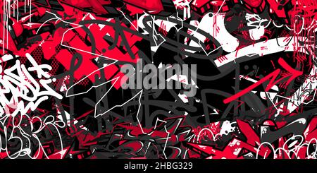 Black Red And White Abstract Hip Hop Street Art Graffiti Style Urban Calligraphy Vector Illustration Background Art Stock Vector