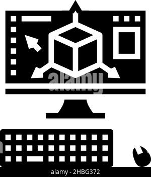 3d modeling glyph icon vector illustration Stock Vector