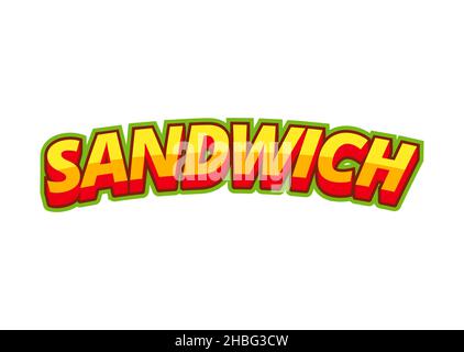 Multicolored inscription sandwich in pop-art style for printing and decoration of the monster menu. Vector illustration. Stock Vector