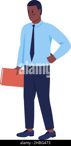 Angry male teacher semi flat color vector character Stock Vector