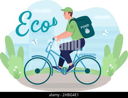 Eco friendly delivery 2D vector isolated illustration Stock Vector