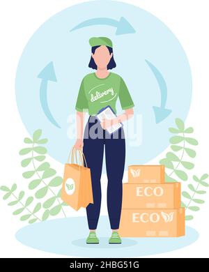 Sustainable delivery flat concept vector illustration Stock Vector