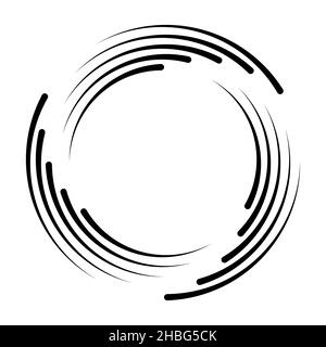 Black speed lines in round shape, swirl for frame, turbulence logo, tattoo, sign, symbol stock illustration Stock Vector