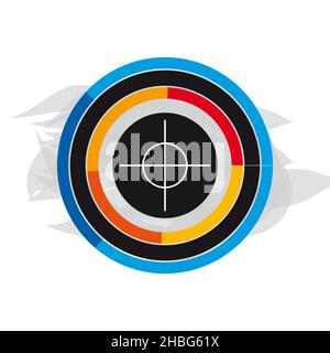 Dart board and stand icon circle background black color editable. Dart hit the board vector. Vector illustration Stock Vector
