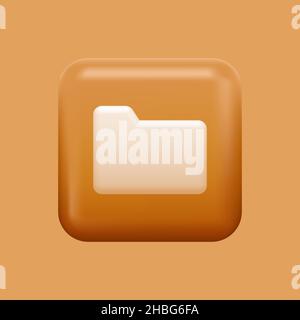Simple Orange Folder Icon. 3d File Manager Button. Vector illustration Stock Vector