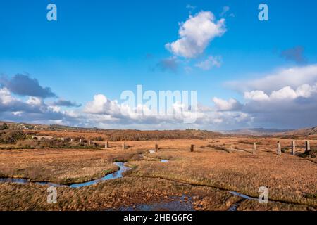 Aerial view of the Owencarrow Railway Viaduct by Creeslough in County Donegal - Ireland. Stock Photo