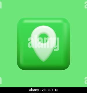 Geolocation 3D Icon. Green Square App Logo. Vector illustration Stock Vector